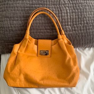 Kate Spade *Authentic* orange ostrich print leatherette bag.